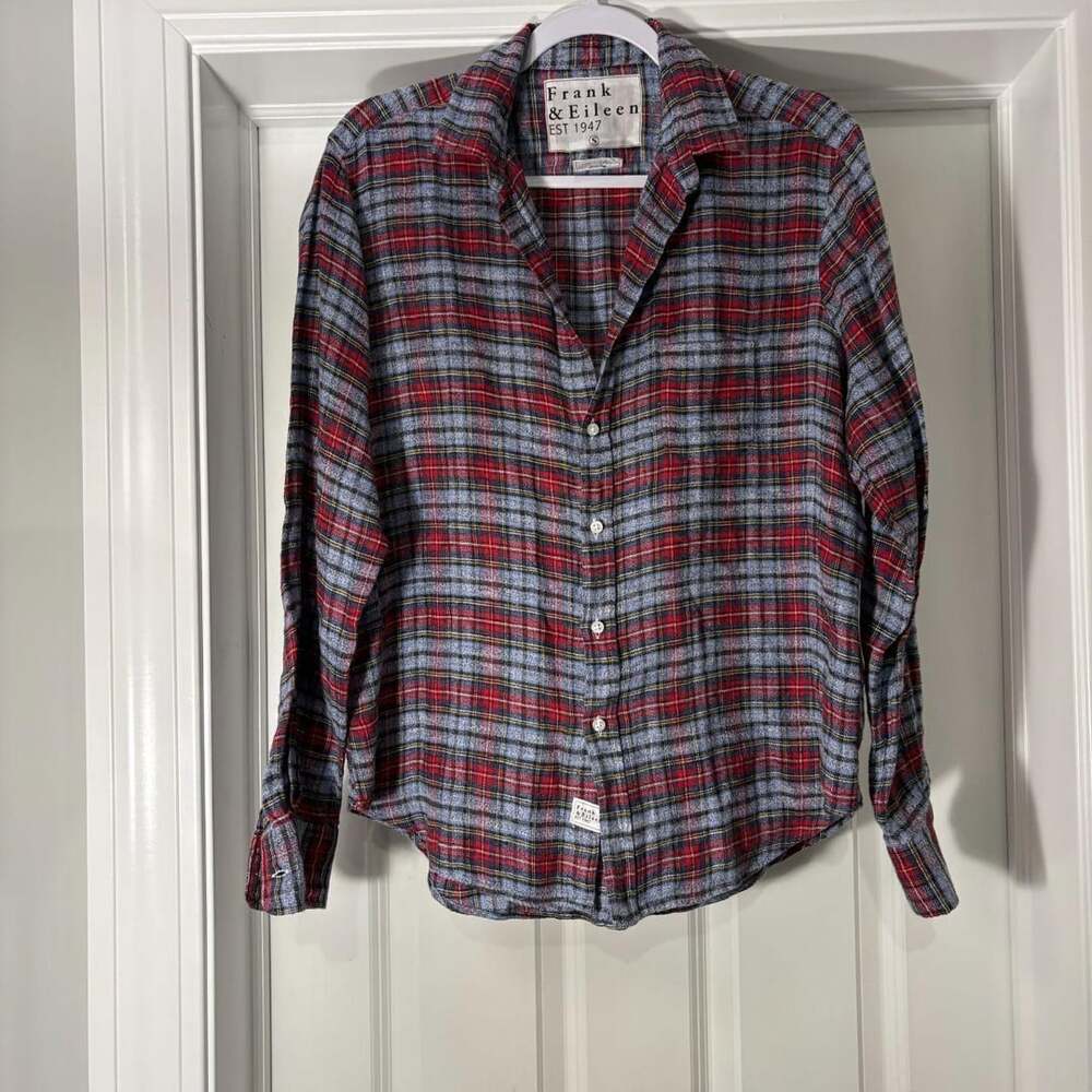 Frank & Eileen Barry Plaid Button Down Shirt Size S Red Blue